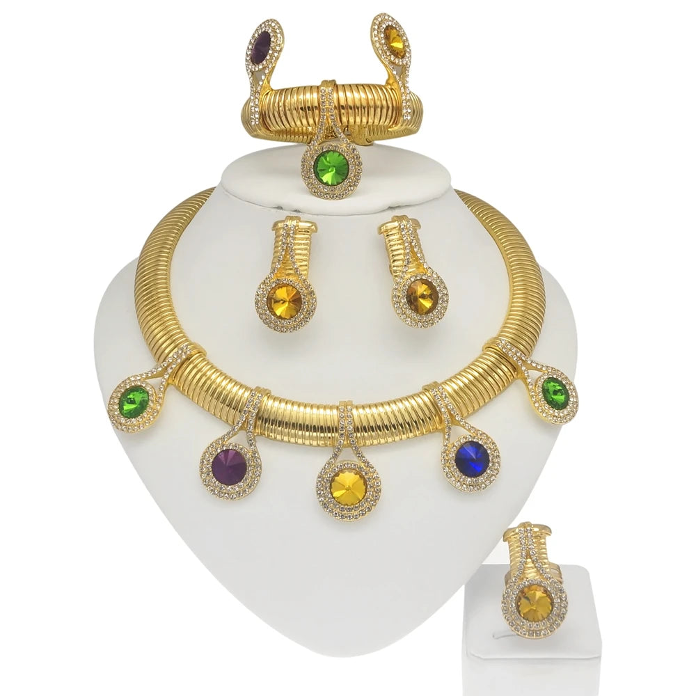 Women's 24K Gold-Tone Colorful Stone Jewelry Set