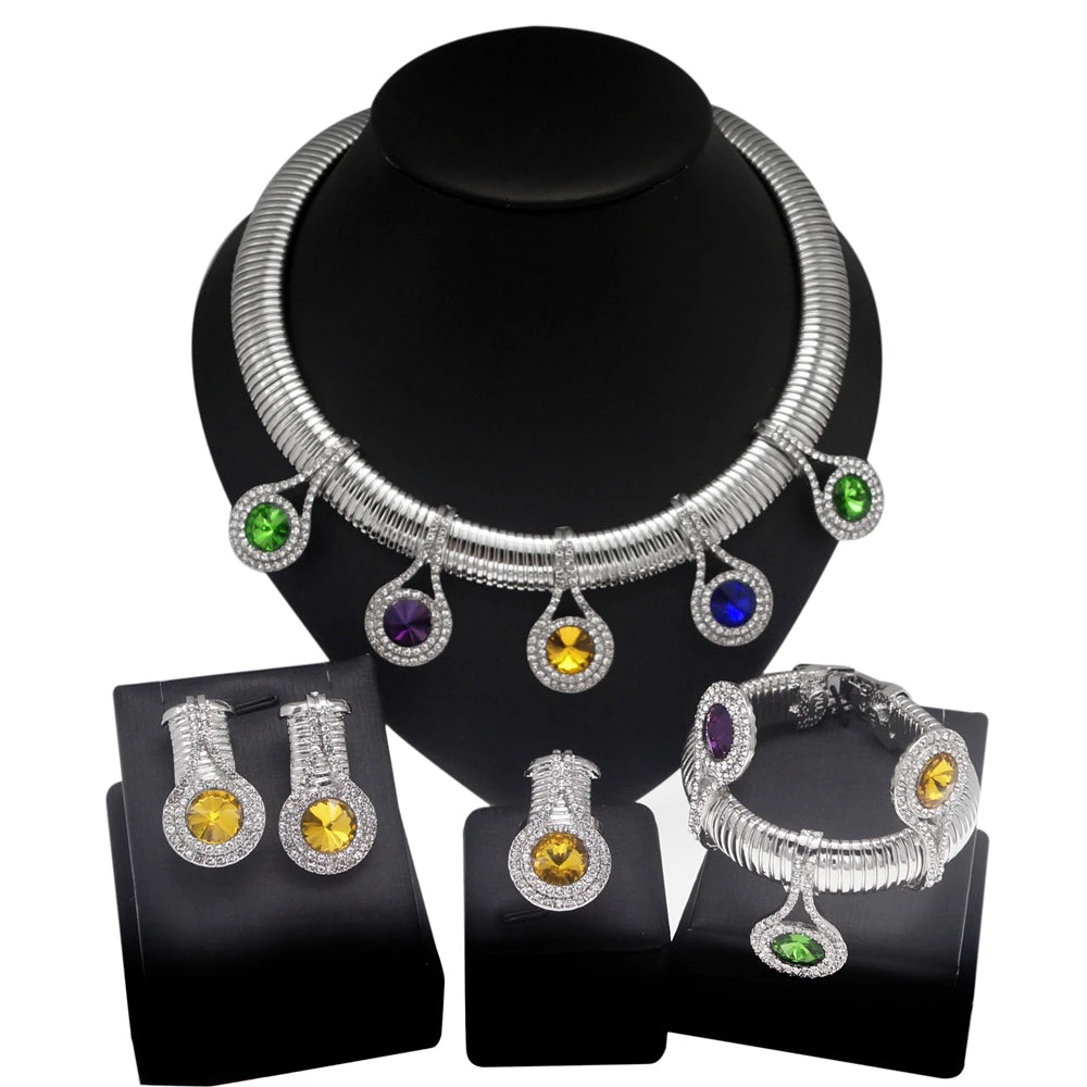 Women's 24K Gold-Tone Colorful Stone Jewelry Set