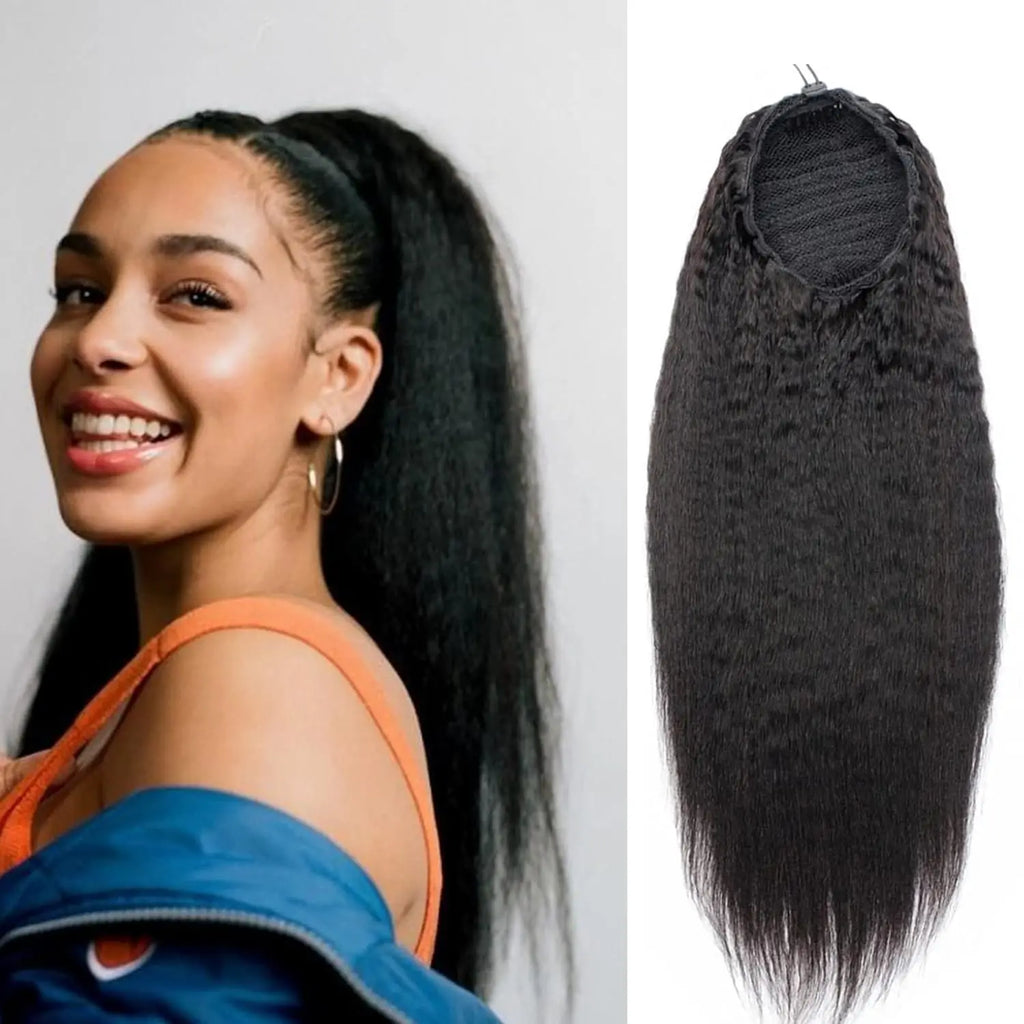 100% Human Hair Kinky Straight Ponytail Extension