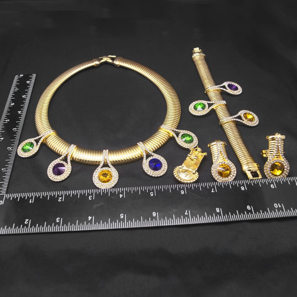 Women's 24K Gold-Tone Colorful Stone Jewelry Set