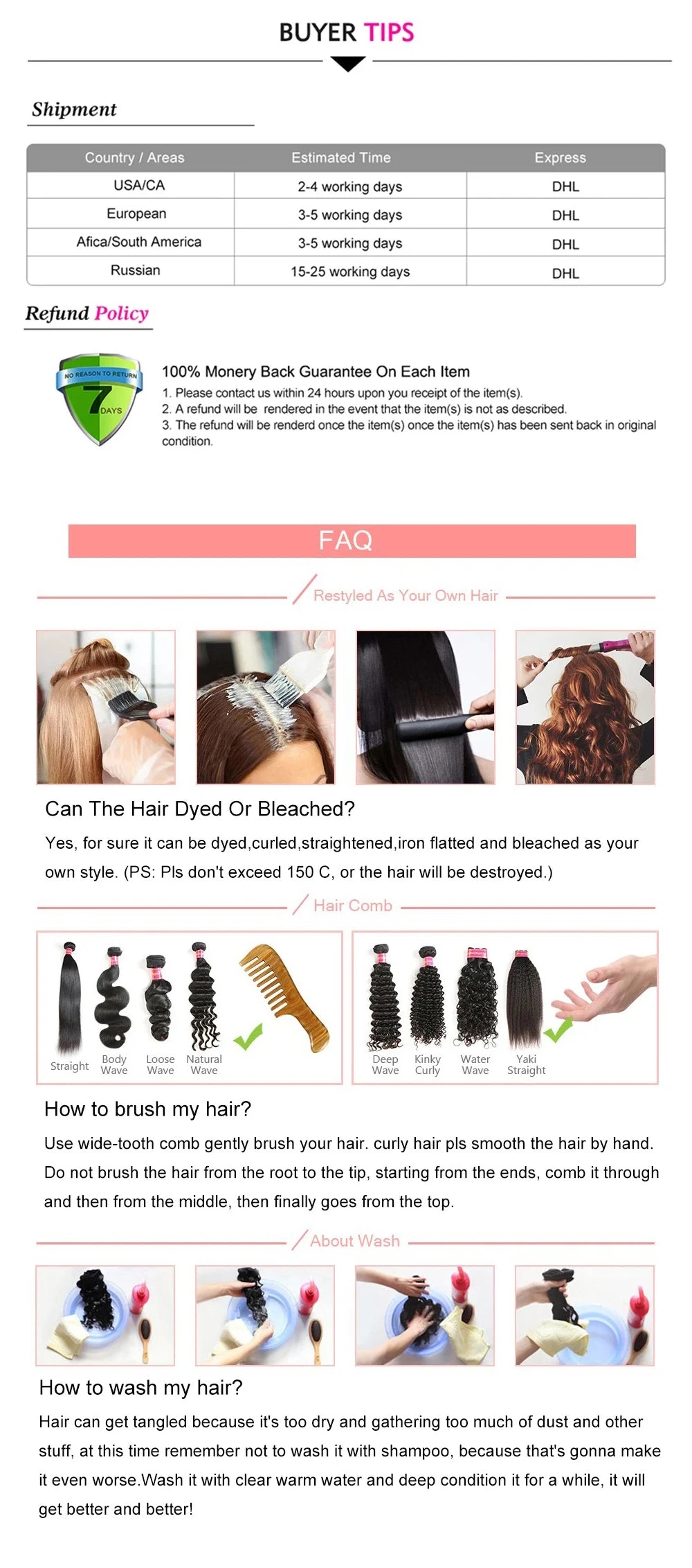 100% Human Hair Kinky Straight Ponytail Extension