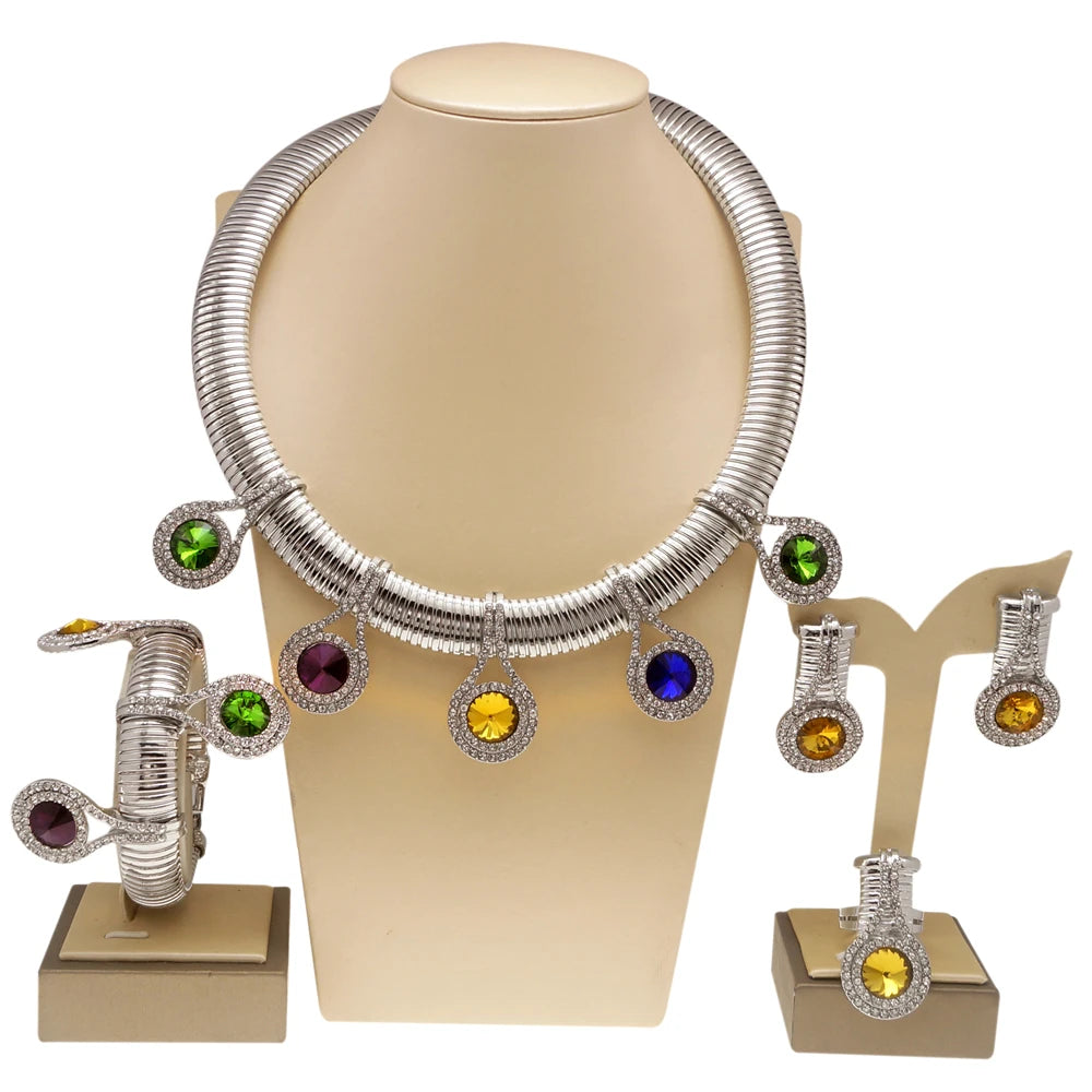 Women's 24K Gold-Tone Colorful Stone Jewelry Set