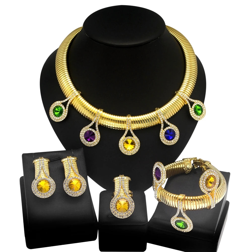Women's 24K Gold-Tone Colorful Stone Jewelry Set