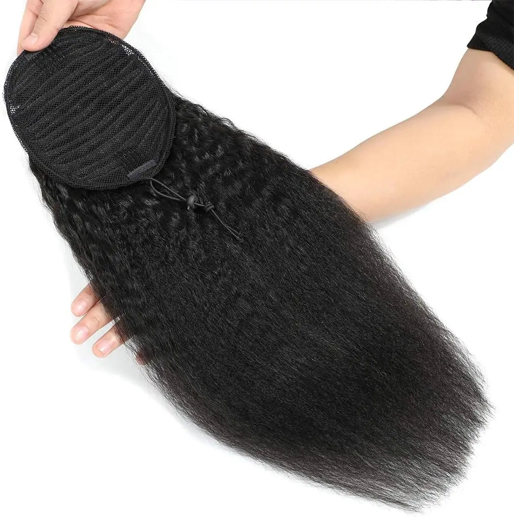 100% Human Hair Kinky Straight Ponytail Extension