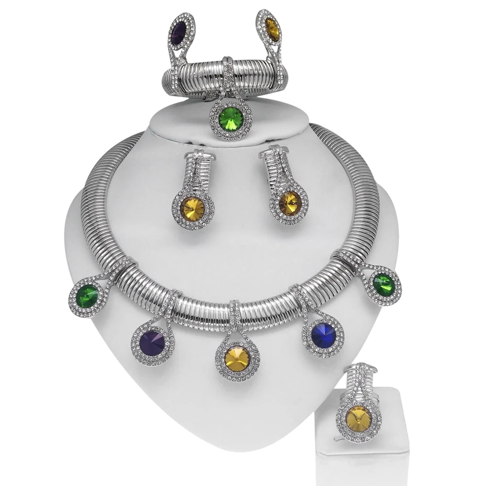 Women's 24K Gold-Tone Colorful Stone Jewelry Set