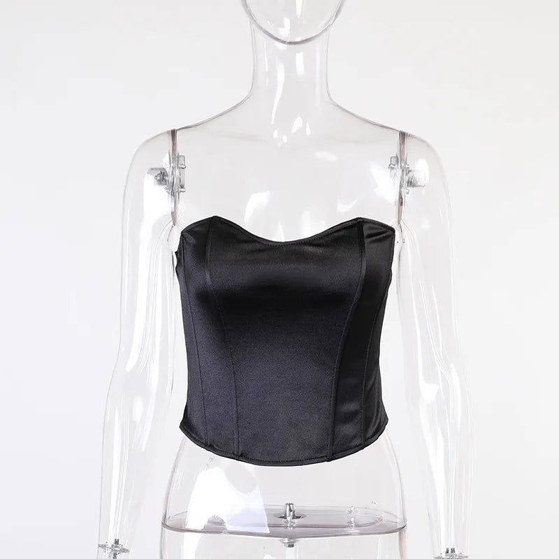 Women's Strapless Corset Tube Top – Slim Fit Sleeveless Cropped Summer Vest