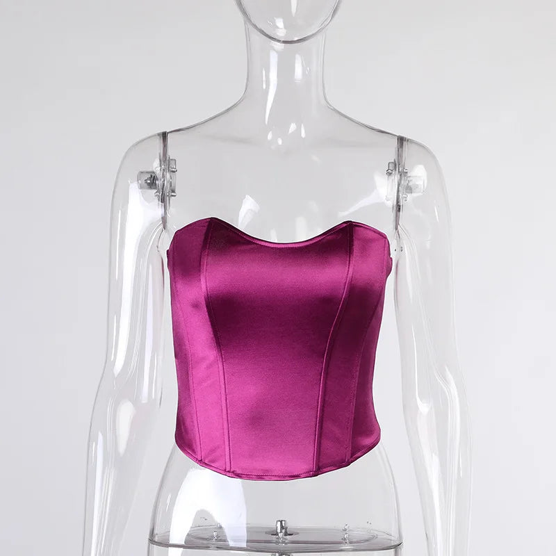 Women's Strapless Corset Tube Top – Slim Fit Sleeveless Cropped Summer Vest
