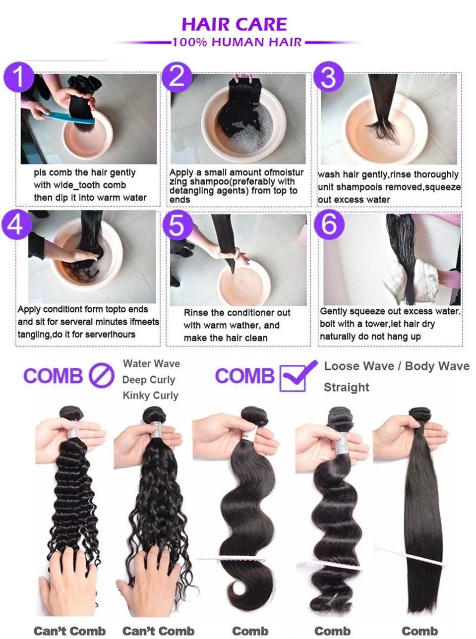 Afro Kinky Curly Human Hair Bundles 6Pcs Remy Deal