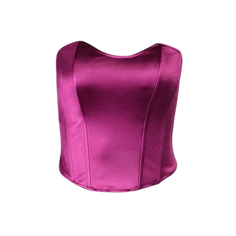 Women's Strapless Corset Tube Top – Slim Fit Sleeveless Cropped Summer Vest