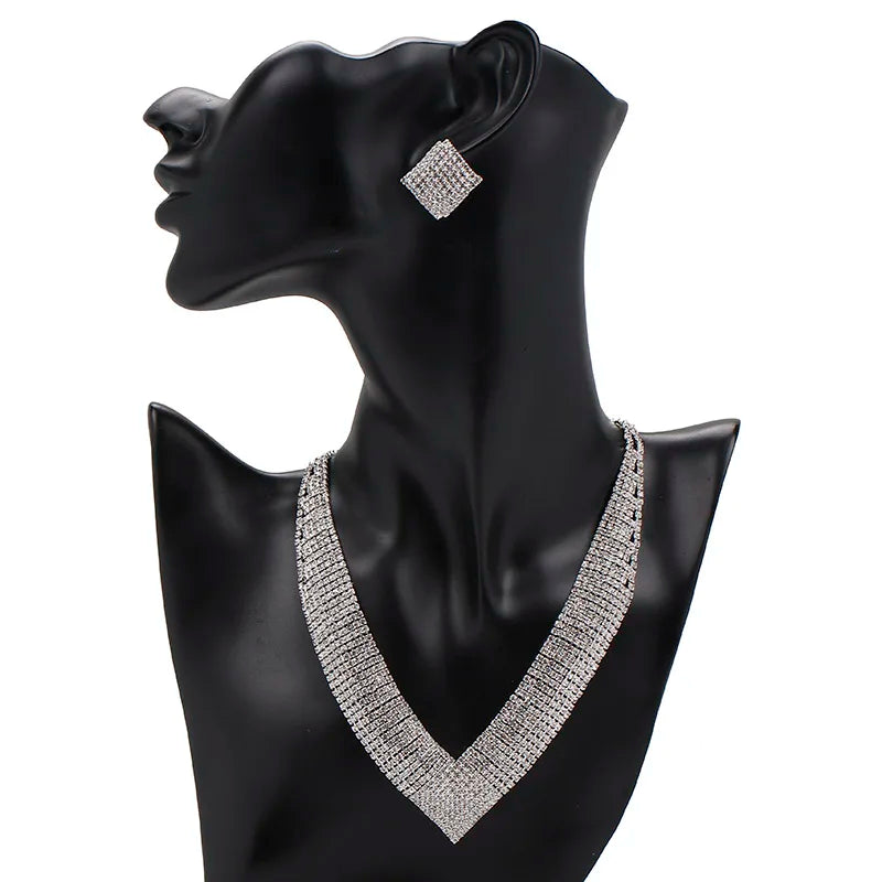 BLIJERY Luxury Rhinestone Crystal Bridal Jewelry Set