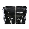 Women's Black Faux Leather PVC Shiny Tube Crop Top