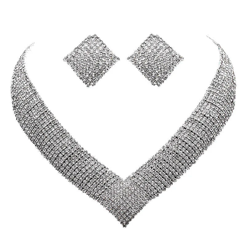 BLIJERY Luxury Rhinestone Crystal Bridal Jewelry Set