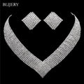 BLIJERY Luxury Rhinestone Crystal Bridal Jewelry Set