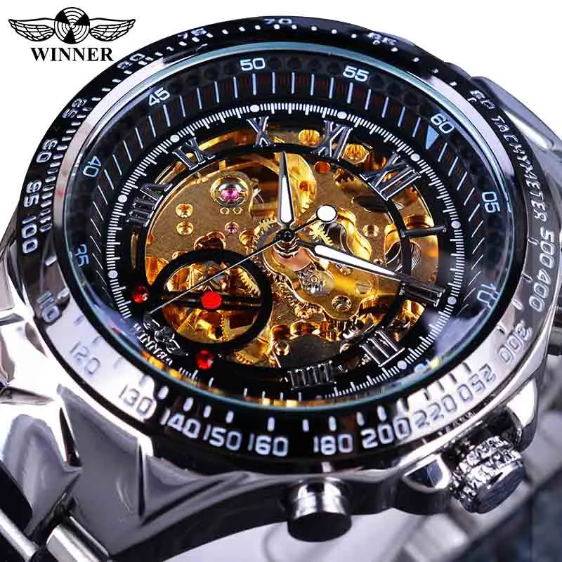 "Winner Mechanical Sport Design Bezel Fashion Watch Men