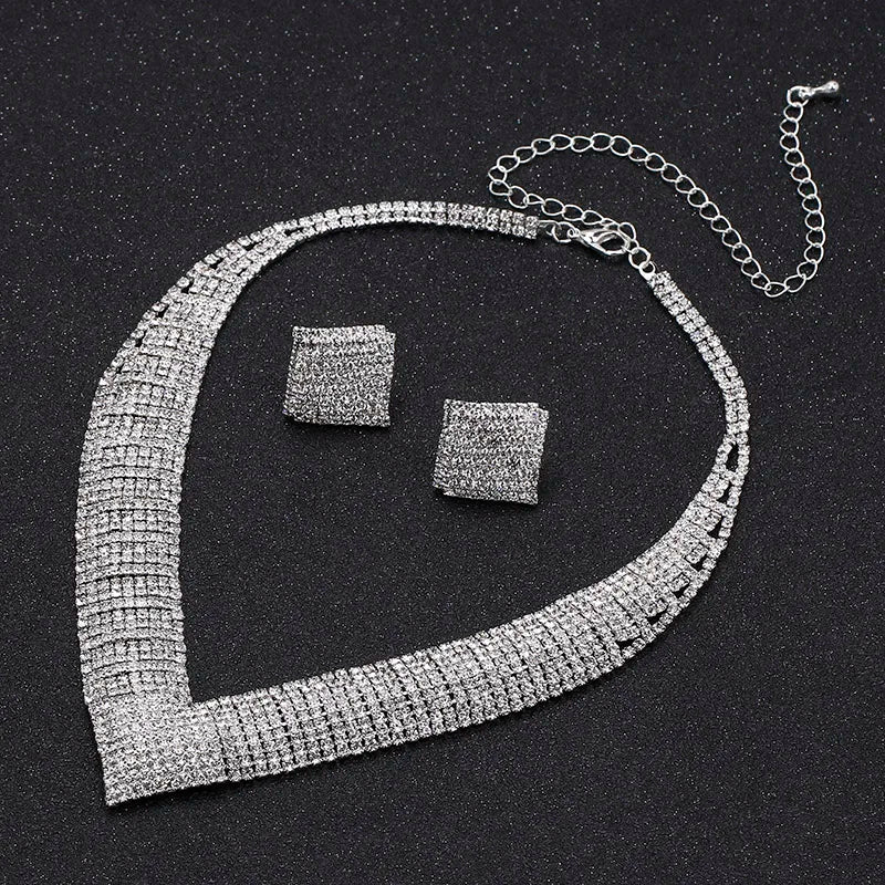 BLIJERY Luxury Rhinestone Crystal Bridal Jewelry Set
