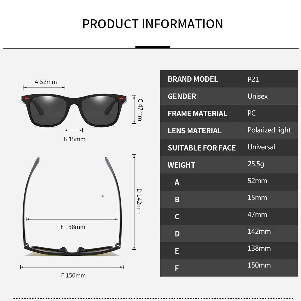 Classic Polarized Square Sunglasses UV400