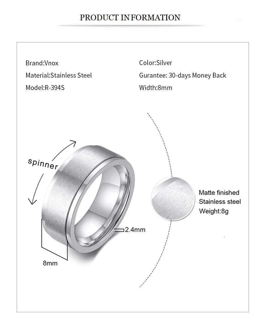 Vnox Stainless Steel Viking Spinner Ring