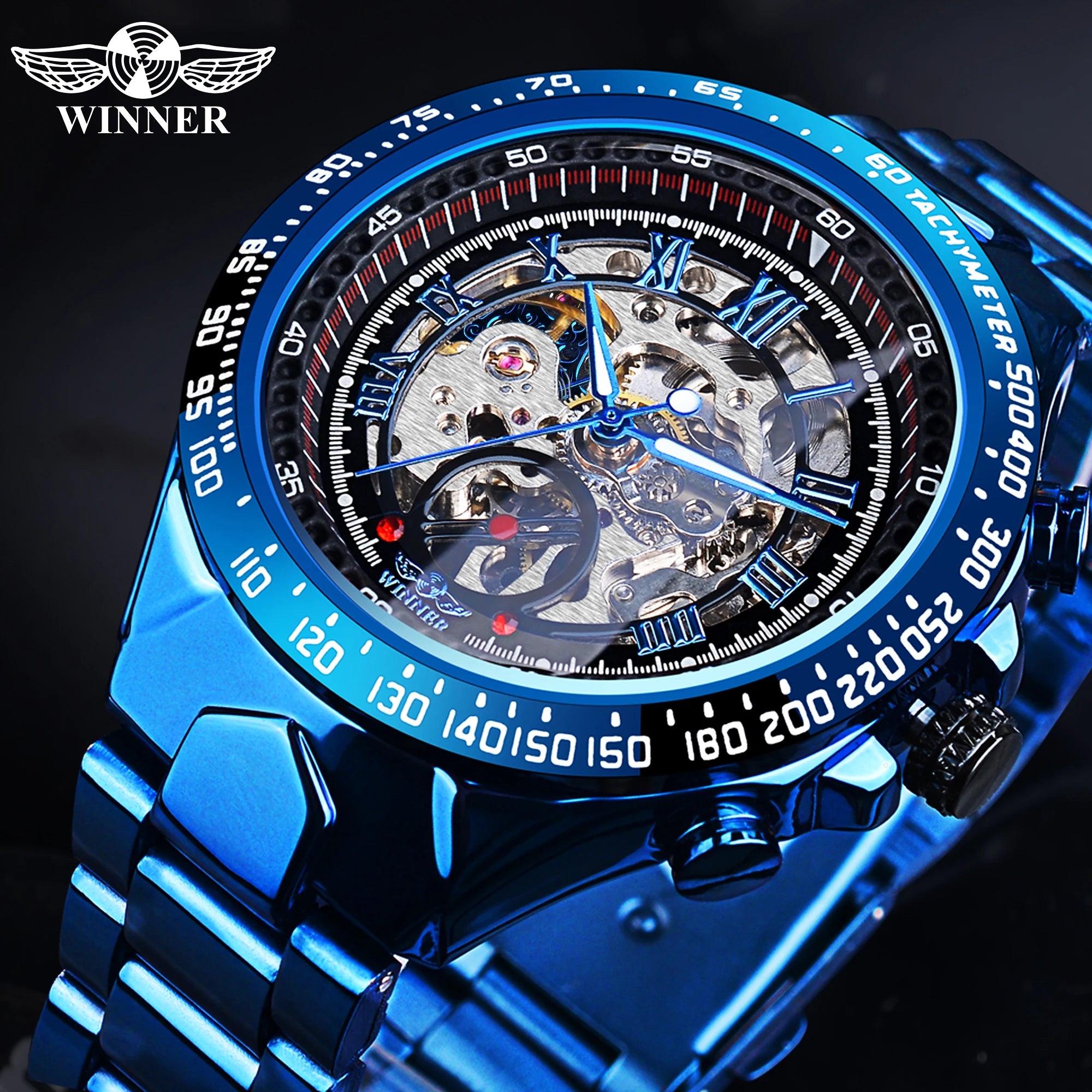 "Winner Mechanical Sport Design Bezel Fashion Watch Men