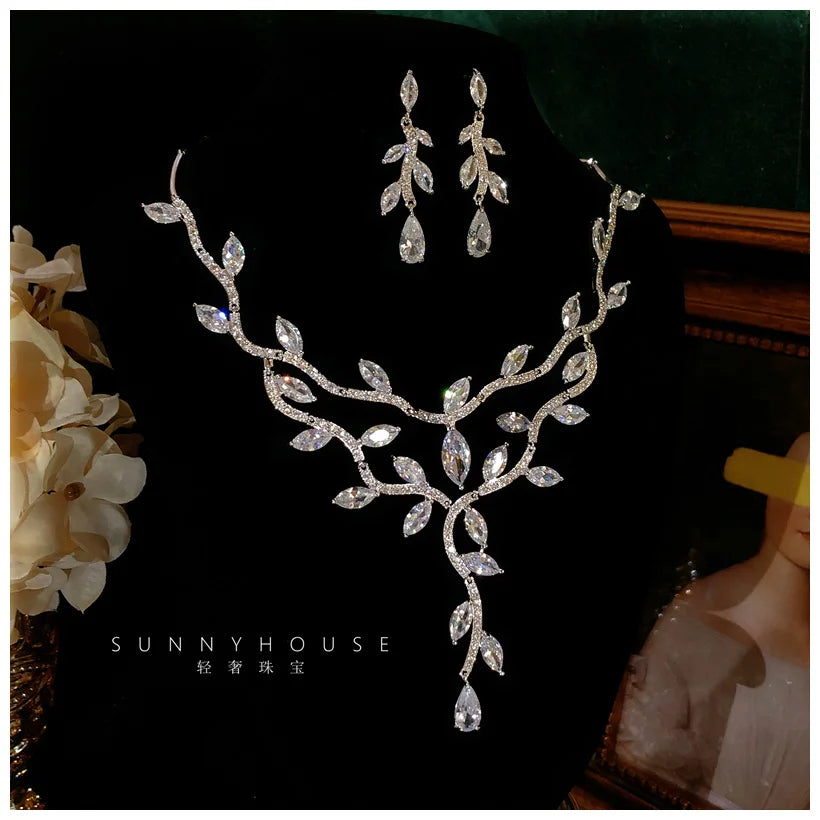 S925 Sterling Silver Floral Jewelry Set for Women