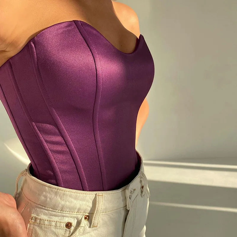 Women's Strapless Corset Tube Top – Slim Fit Sleeveless Cropped Summer Vest