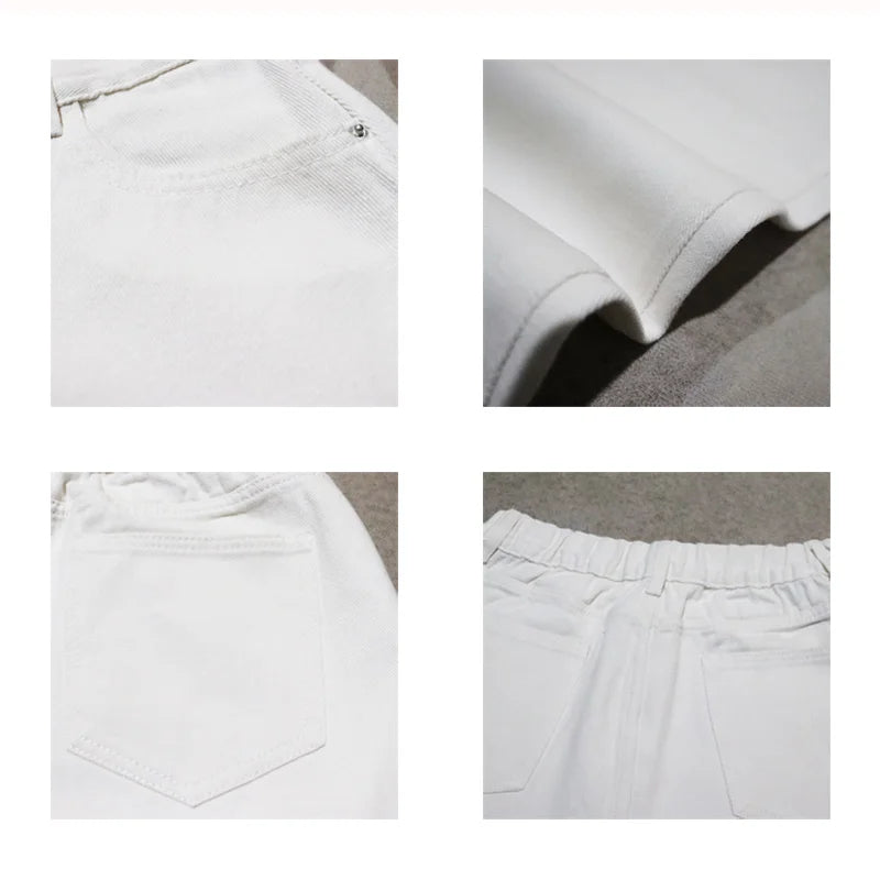 Unisex White Baggy Straight Leg Jeans