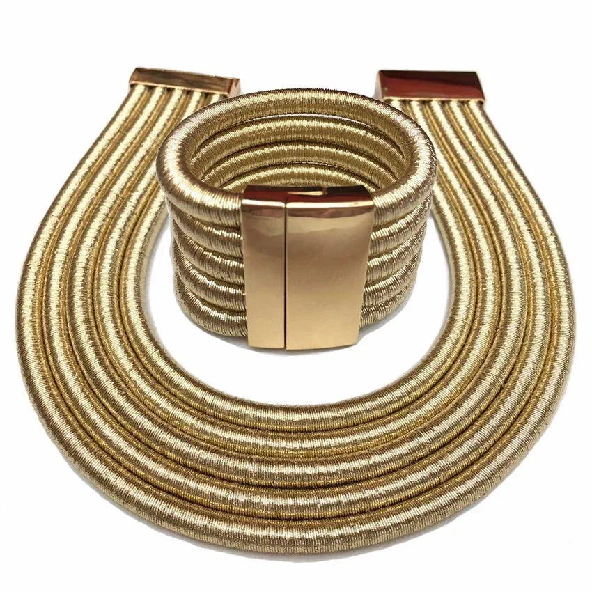 Liffly African Bohemian Choker Necklace & Bracelet Set