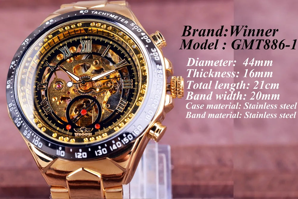 "Winner Mechanical Sport Design Bezel Fashion Watch Men