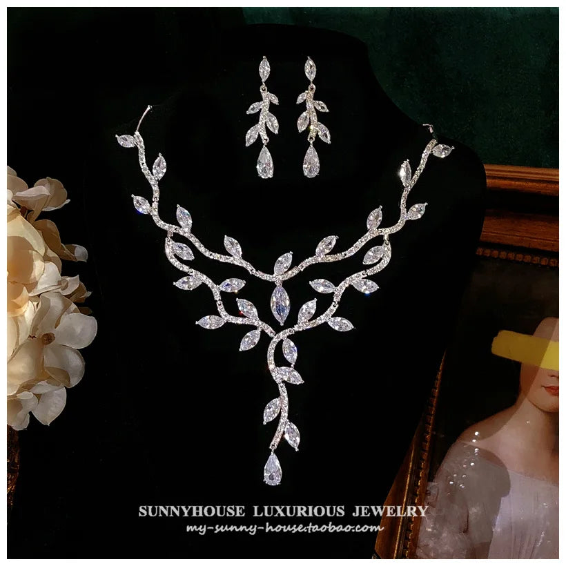 S925 Sterling Silver Floral Jewelry Set for Women