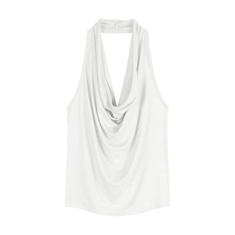 Women's Y2K Backless Halter Swing Collar Crop Top