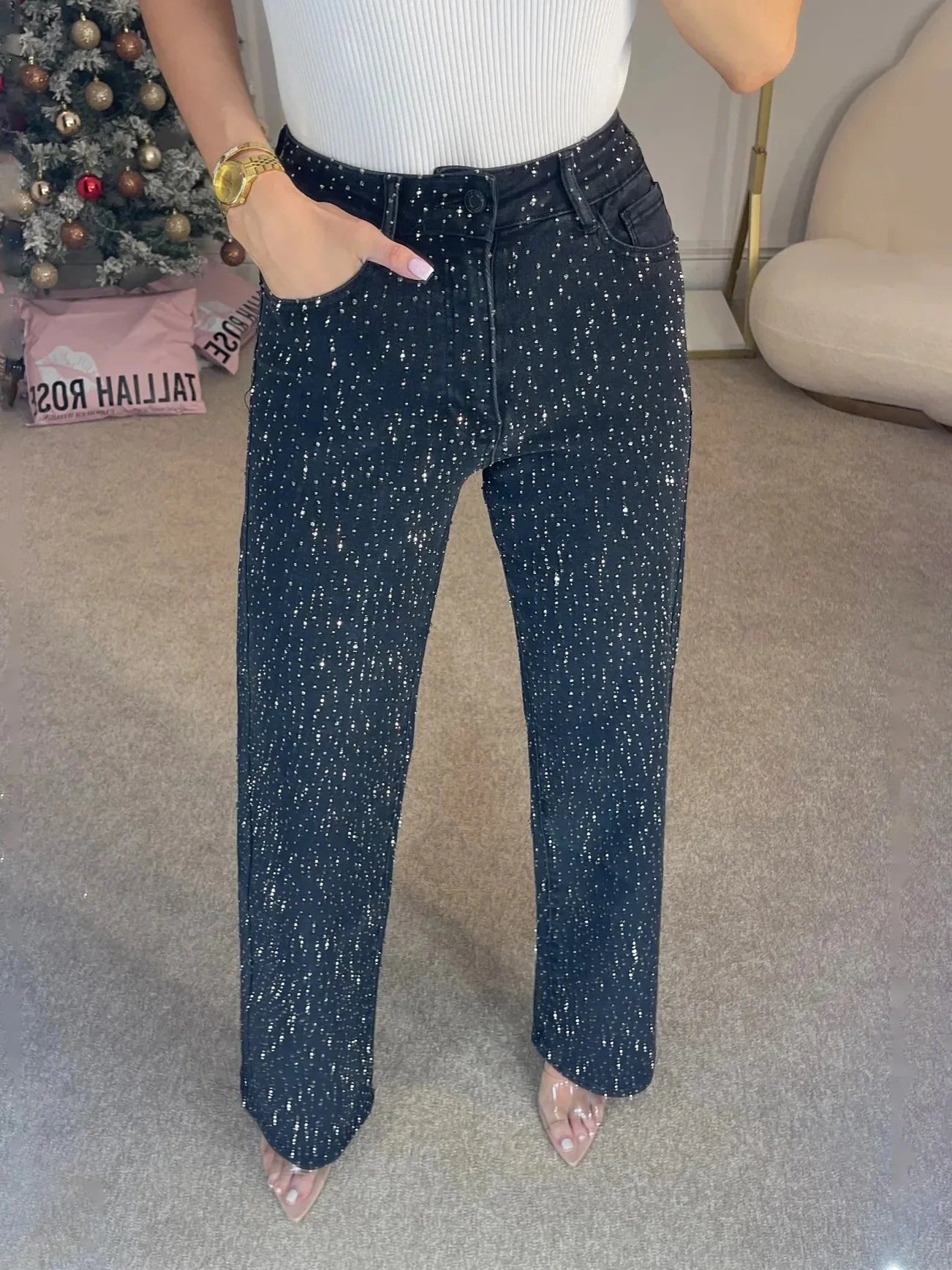 Women's High Waist Y2K Straight Mom Jeans