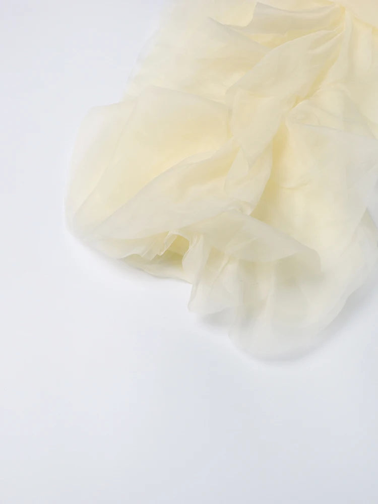 TWOTWINSTYLE Ruffle Chiffon Lantern Sleeve Blouse