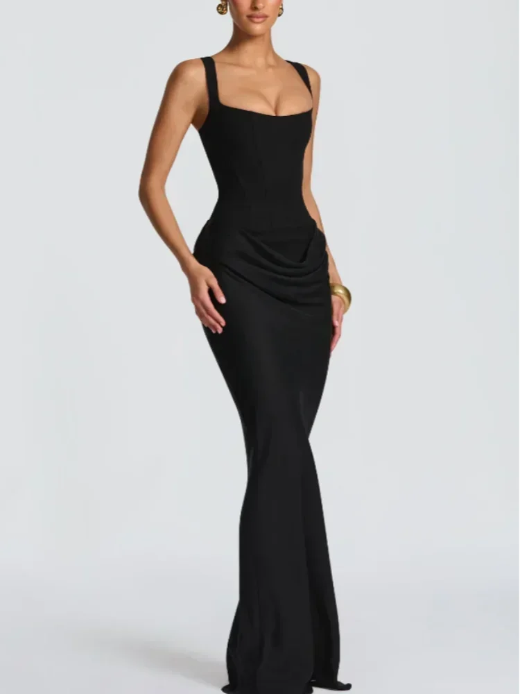 Women's Elegant Pleated Sling Party Dress