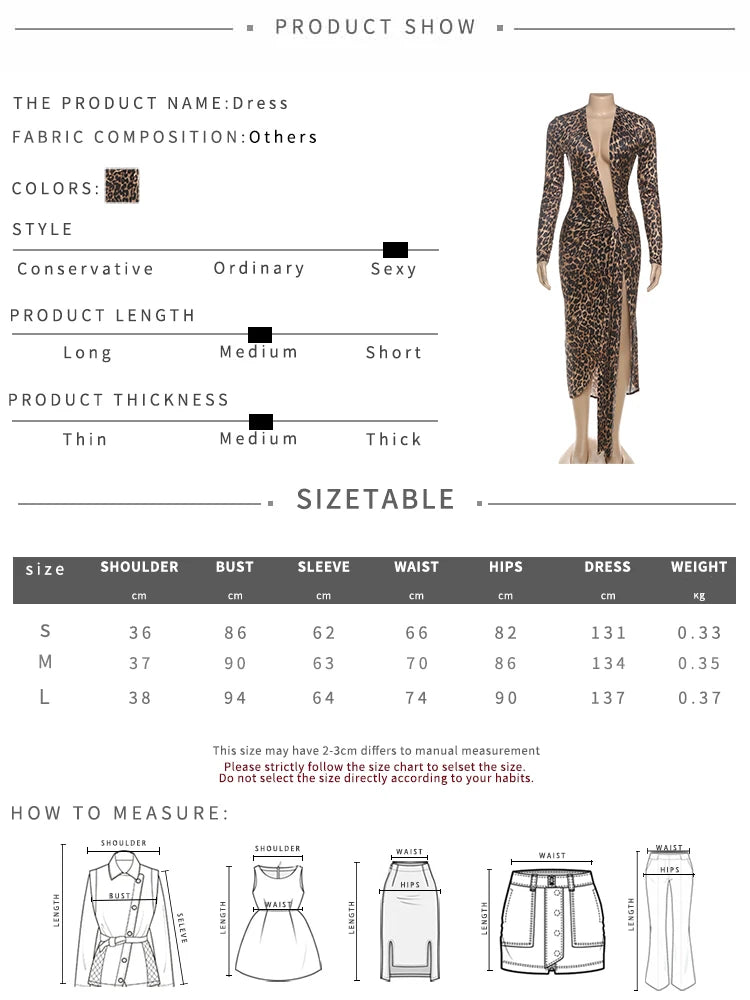 Y2K Leopard Print Deep V Split Dress