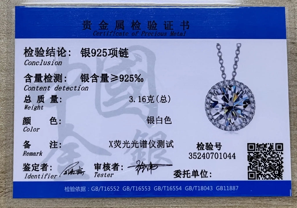 JoyceJelly 5CT Color Moissanite 925 Sterling Silver Necklace