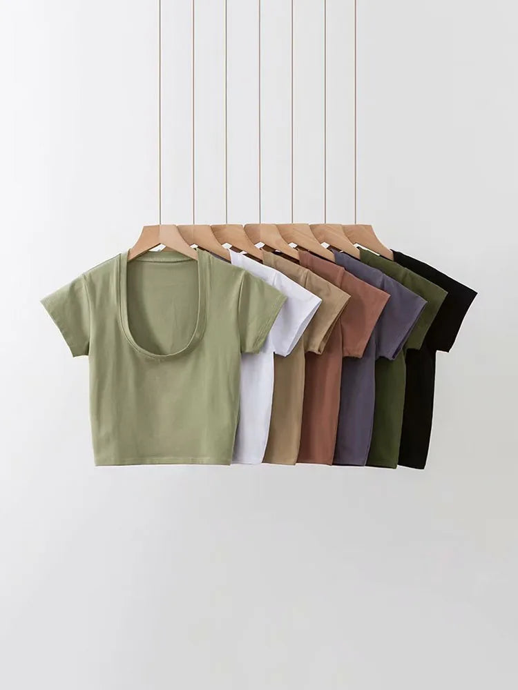 Women's U-Neck Slim Fit Crop Top
