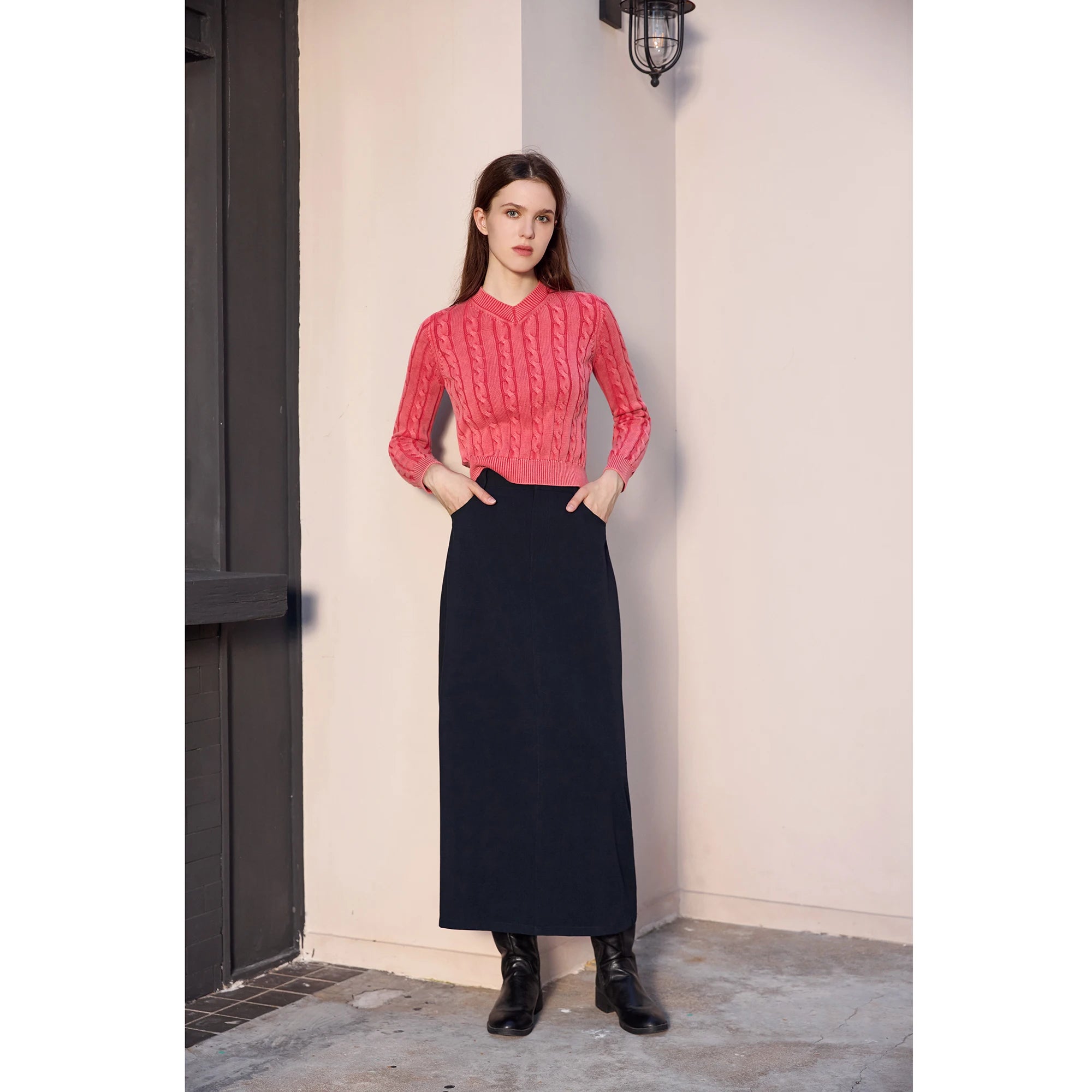 Women's Cable Knit Sweater & Skirt Set