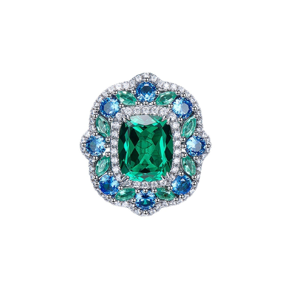 Luxury Lab Emerald S925 Silver Jewelry Set for Women