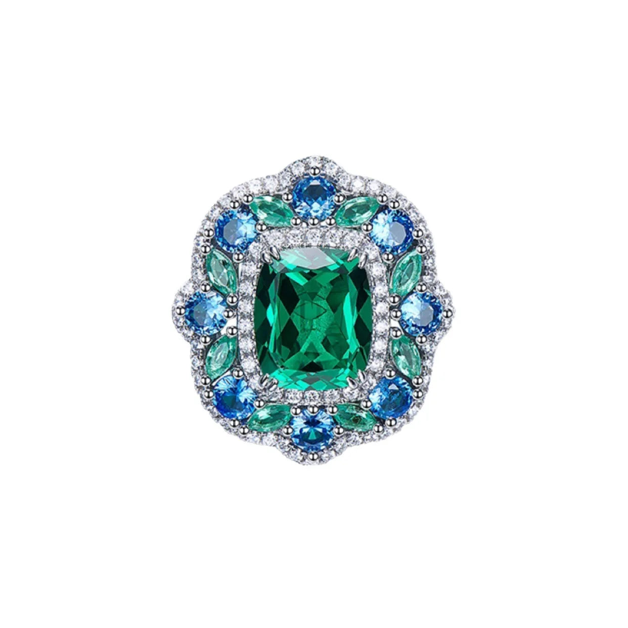 Luxury Lab Emerald S925 Silver Jewelry Set for Women