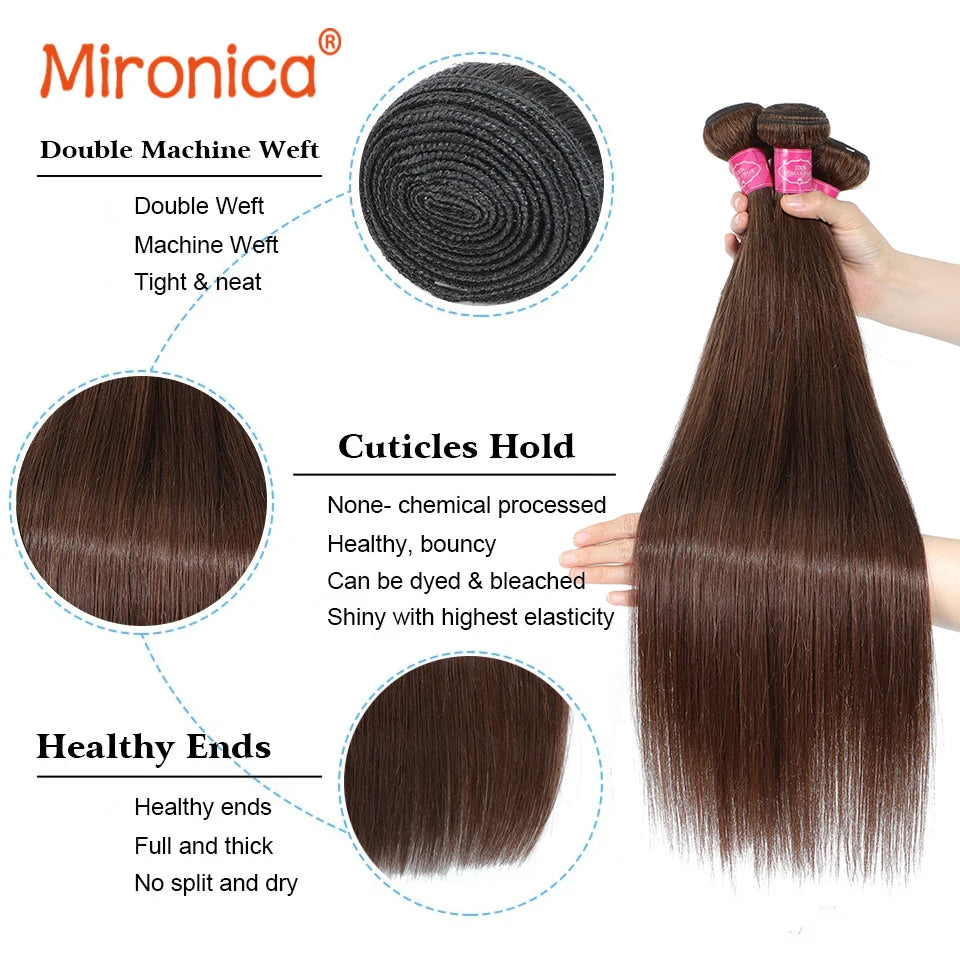Straight Chocolate Brown Remy Human Hair Bundles