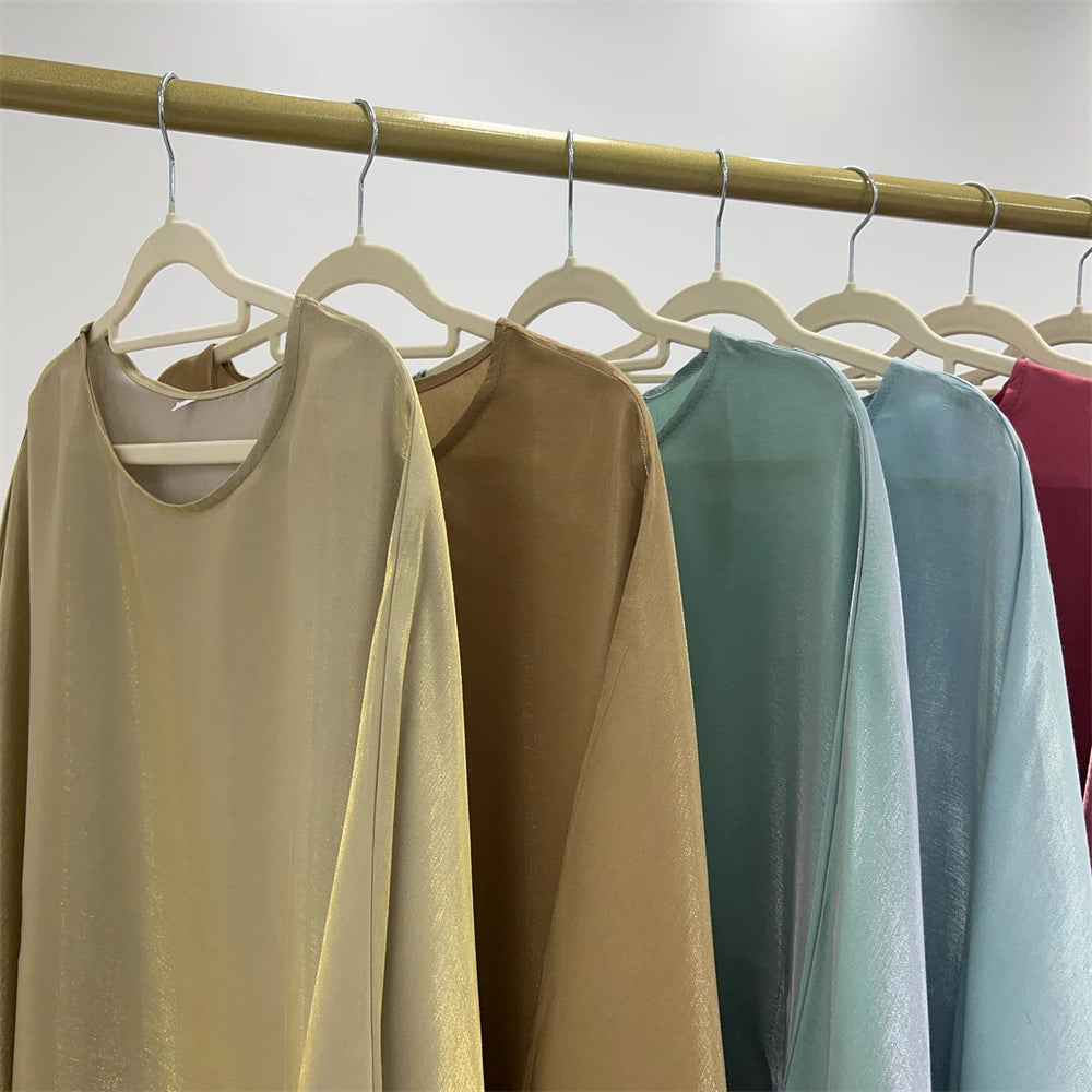 Women's Satin Batwing Sleeve Abaya Maxi Dress