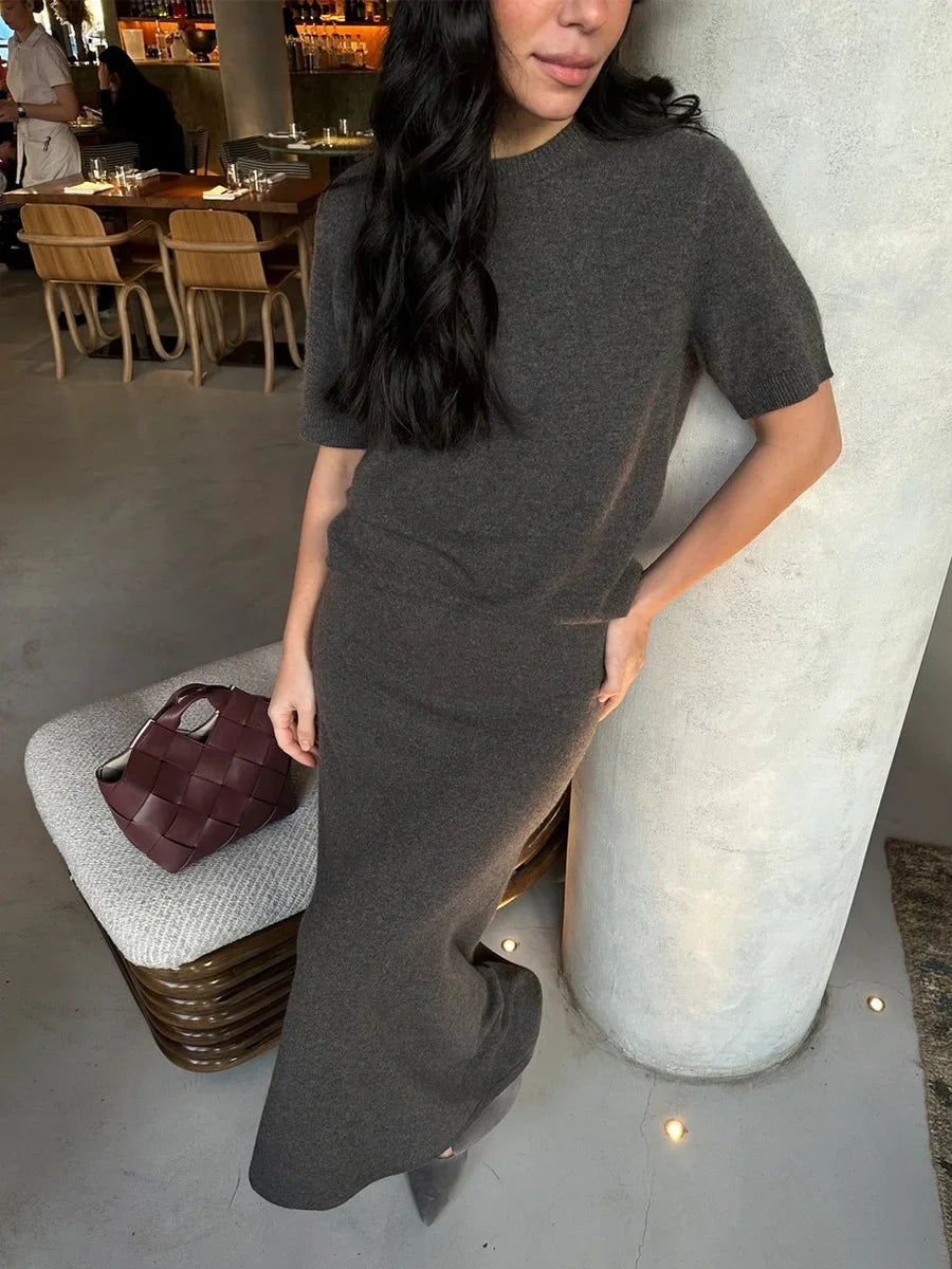 Wolfeel Women's Knit Top & Skirt Set