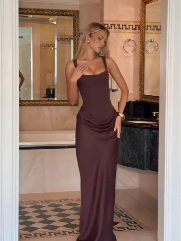 Women's Elegant Pleated Sling Party Dress