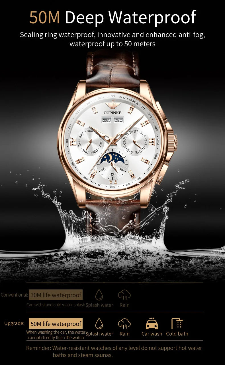 OUPINKE Luxury Automatic Moon Watch