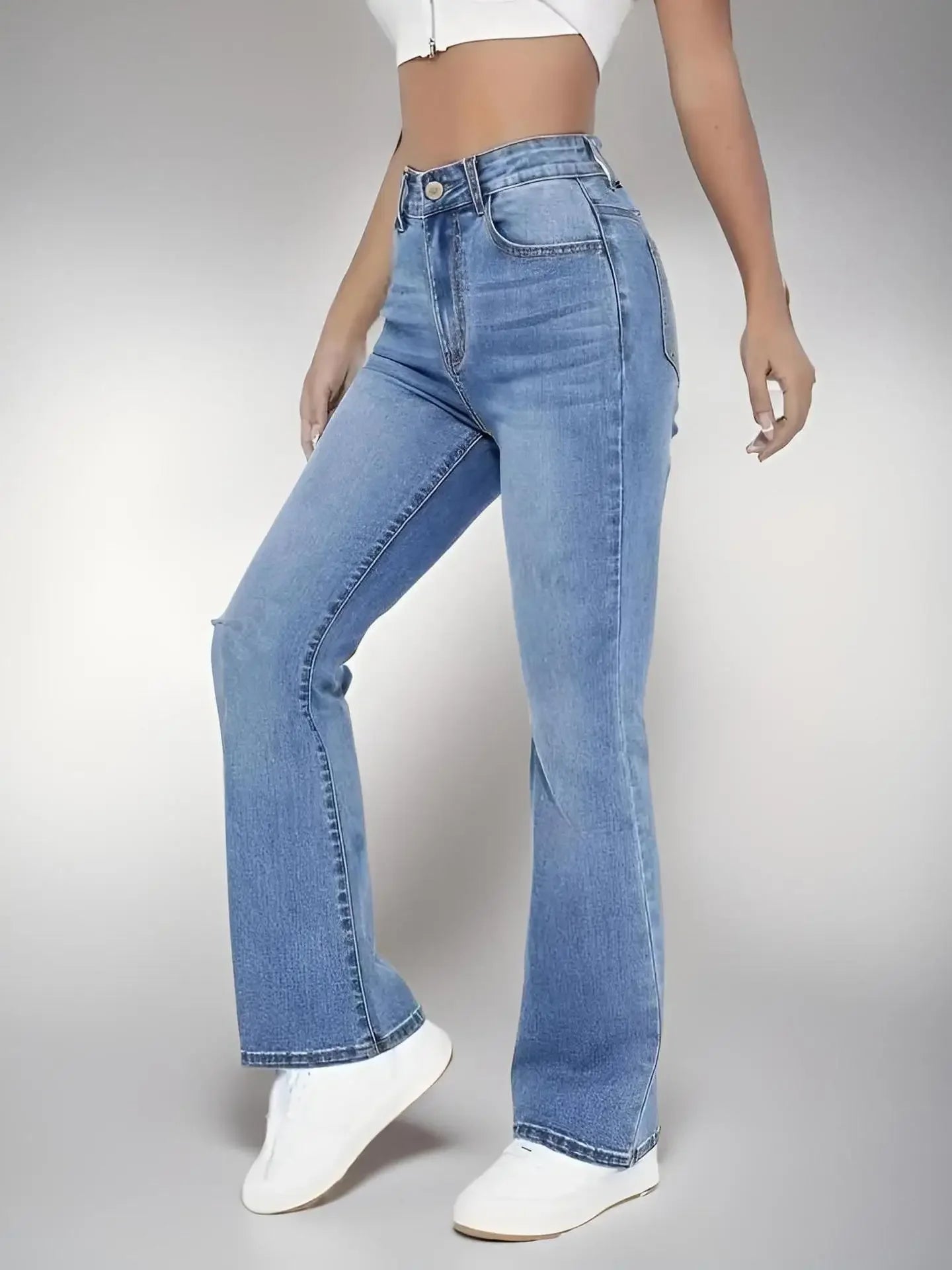 Women's High Waist Slim Fit Washed Jeans