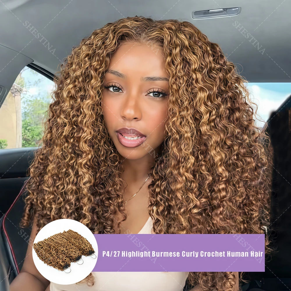 Burmese Curly Human Hair Crochet Extensions