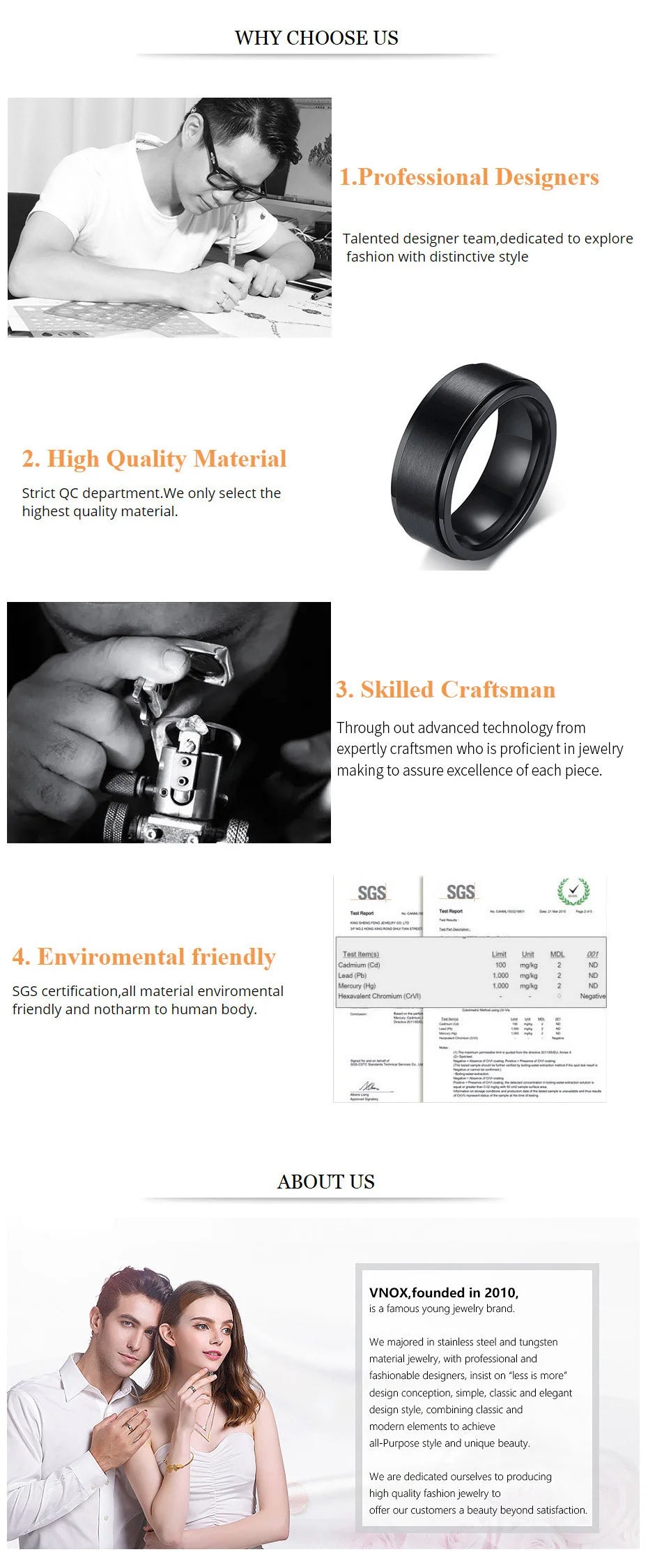 Vnox Stainless Steel Viking Spinner Ring