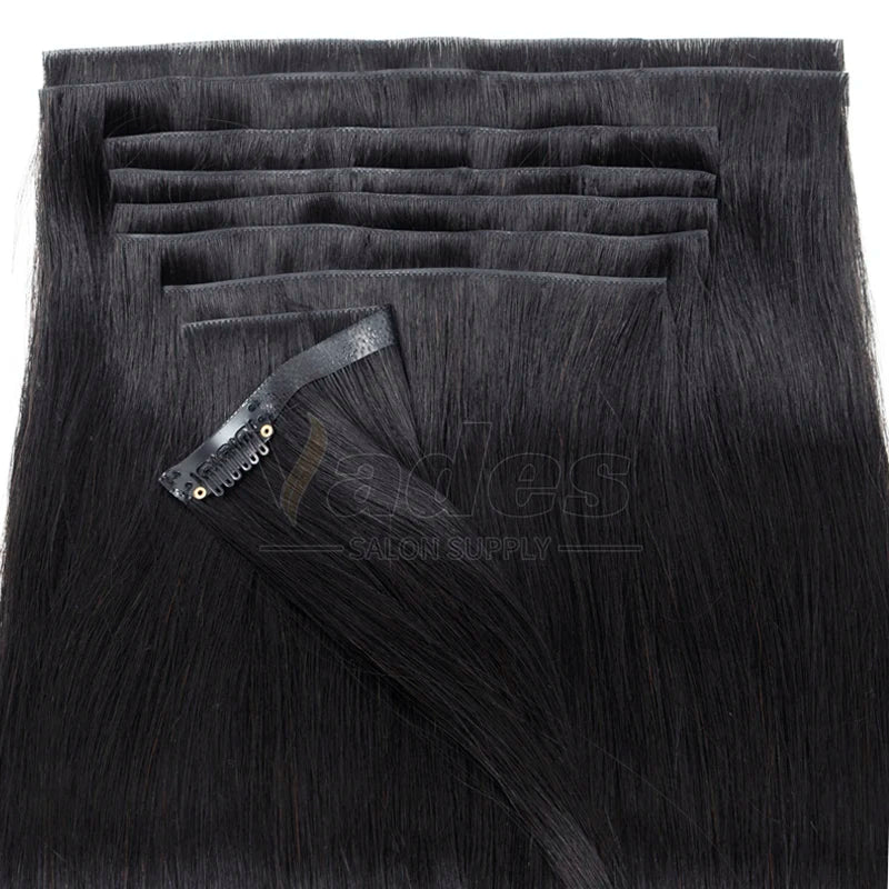Clip-In Human Hair Extensions Straight Invisible Weft