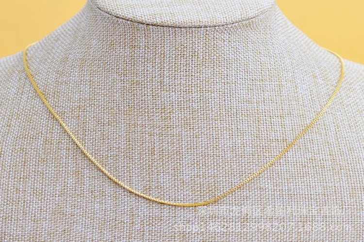 Lynge Jewelry AU999 24K Gold Box Chain Necklace for Women