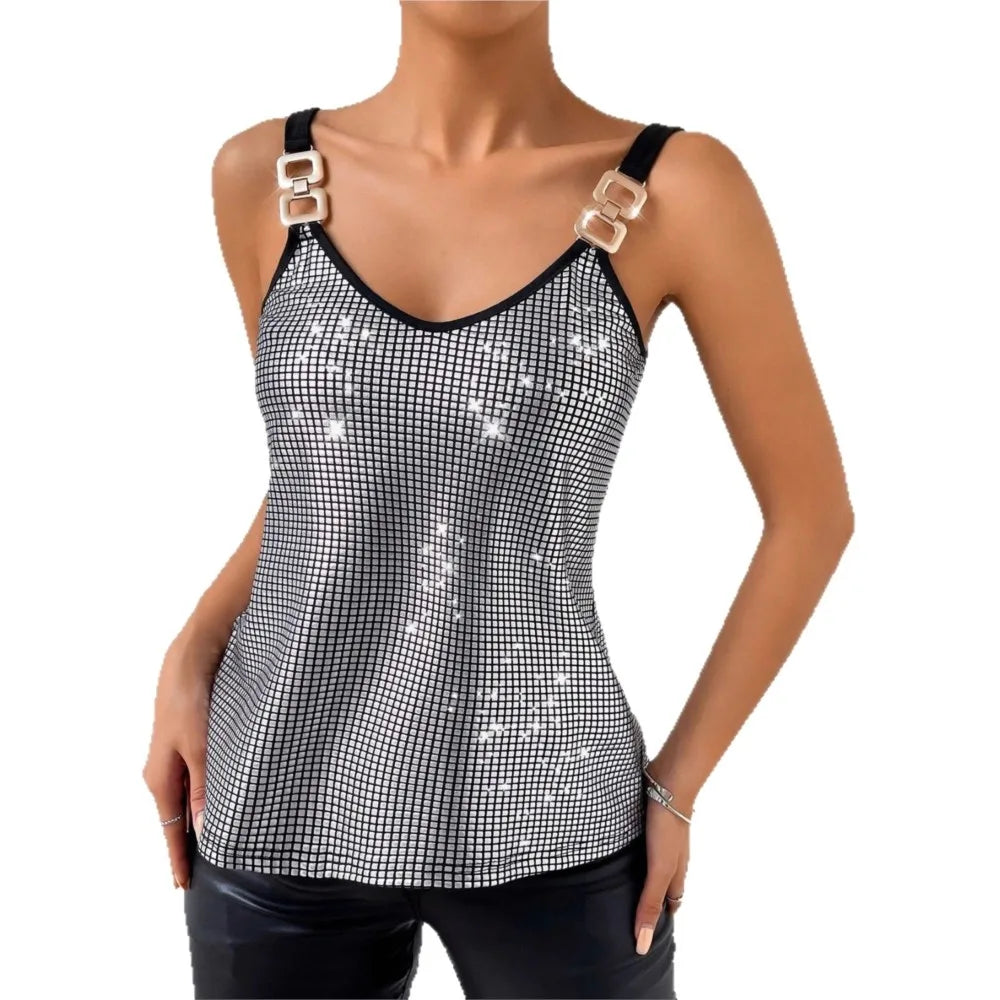Women's Sexy Sequined Halter Backless Top