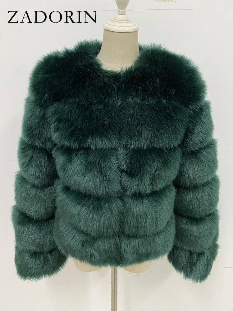 ZADORIN Women's Faux Fox Fur Winter Coat
